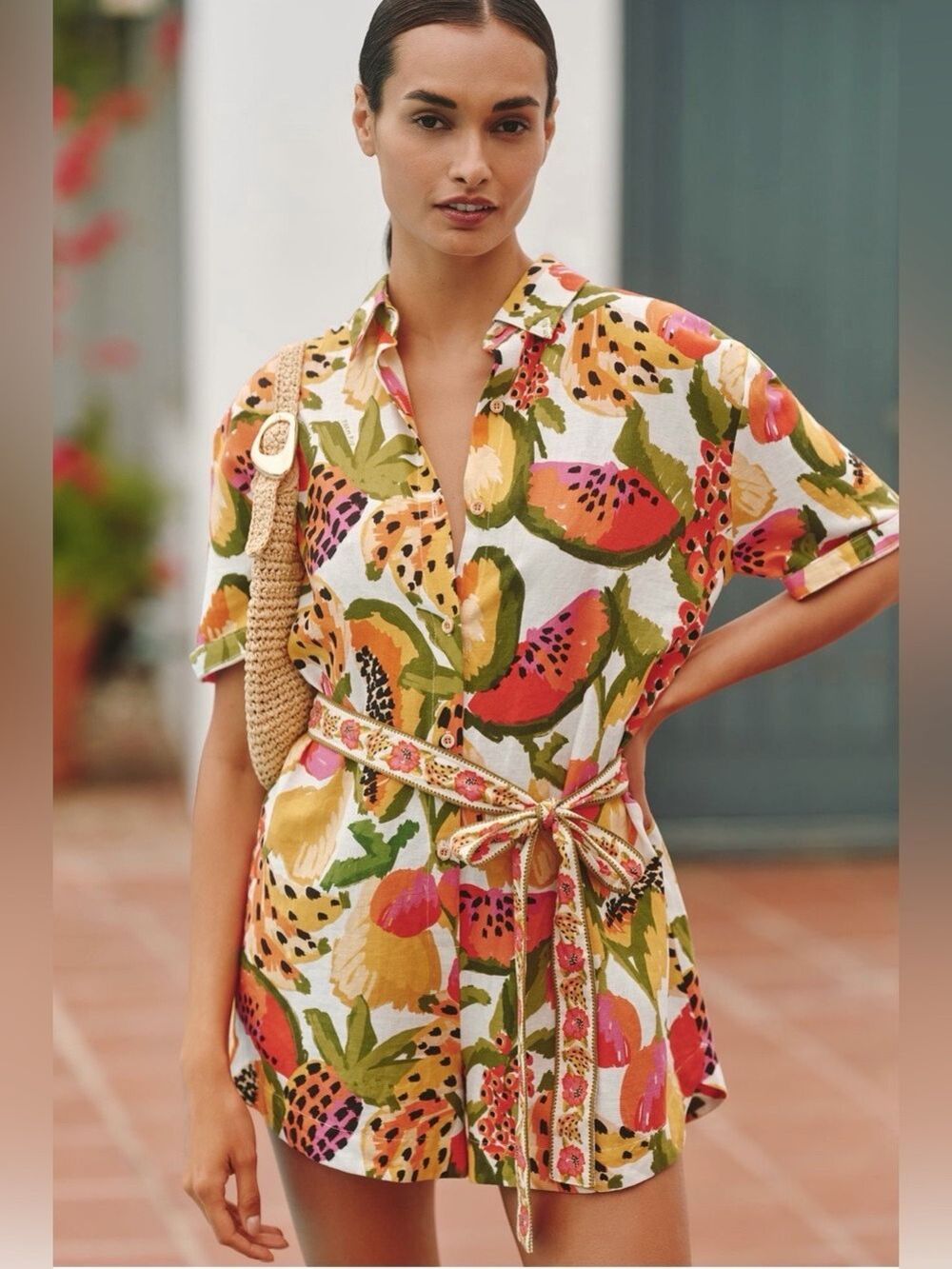 Farm Rio Paradise Short-Sleeve Romper